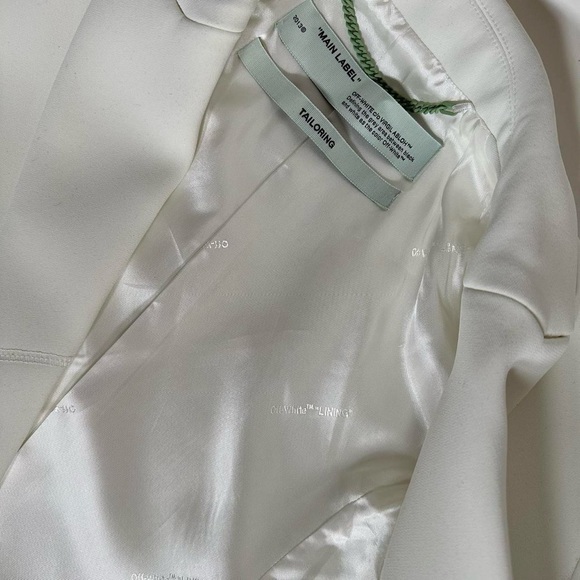 Off-White Contrast Trim Single-breasted Blazer in White Size 36 IT - Picture 6 of 7